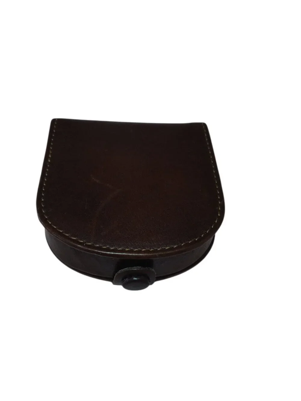 VIsconti Men's Classic Leather Tabbed Horseshoe Coin Tray Brown Logo Folding
